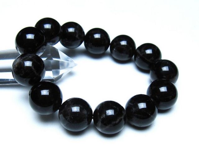 モリオン 純天然 黒水晶 ブレスレット 18mm [t112-8185]