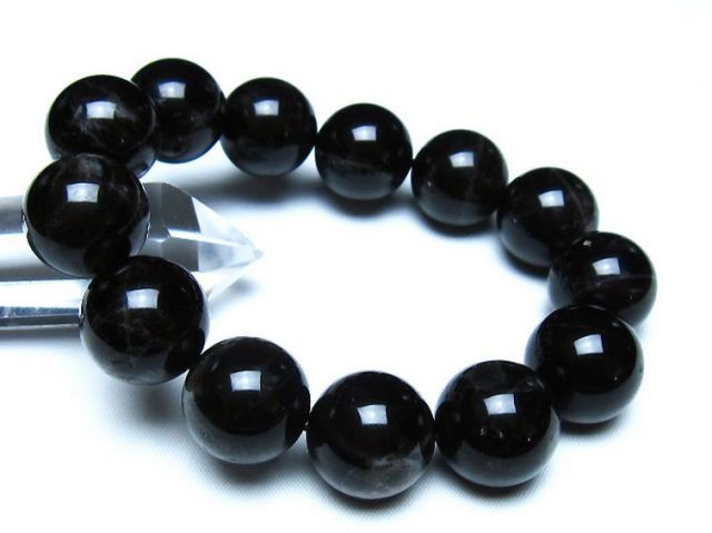 モリオン 純天然 黒水晶 ブレスレット 18mm [t112-8187]
