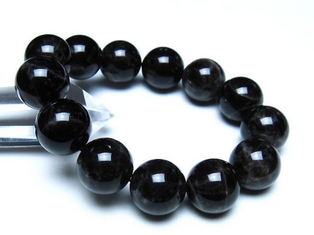 モリオン 純天然 黒水晶 ブレスレット 18mm [t112-8189]