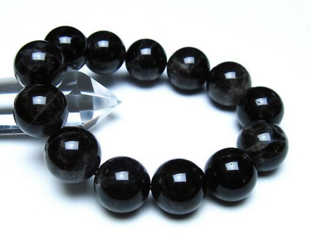 モリオン 純天然 黒水晶 ブレスレット 18mm [t112-8197]