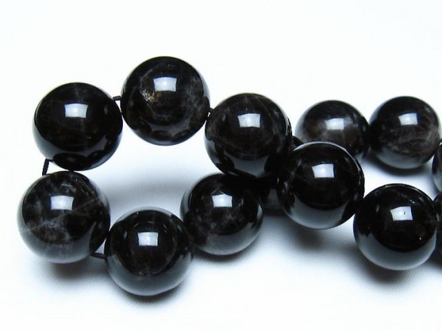 モリオン 純天然 黒水晶 ブレスレット 18mm [t112-8197]