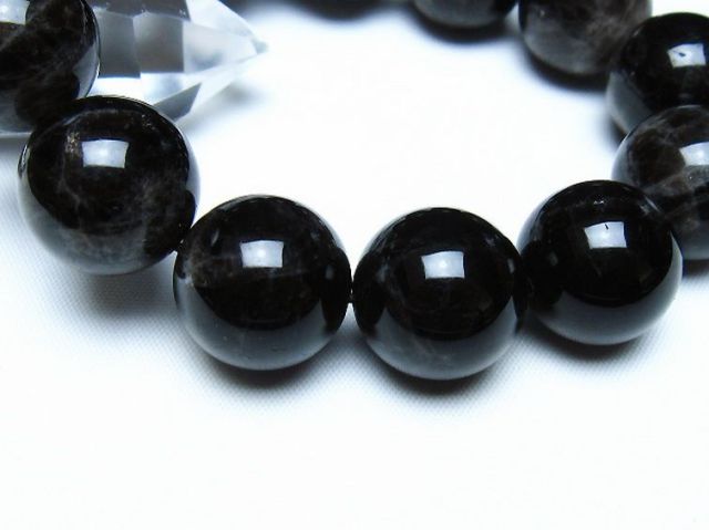 モリオン 純天然 黒水晶 ブレスレット 18mm [t112-8197]