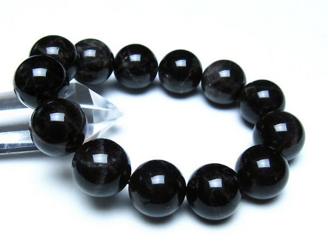 モリオン 純天然 黒水晶 ブレスレット 18mm [t112-8199]