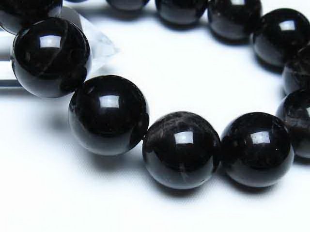 モリオン 純天然 黒水晶 ブレスレット 18mm [t112-8225]