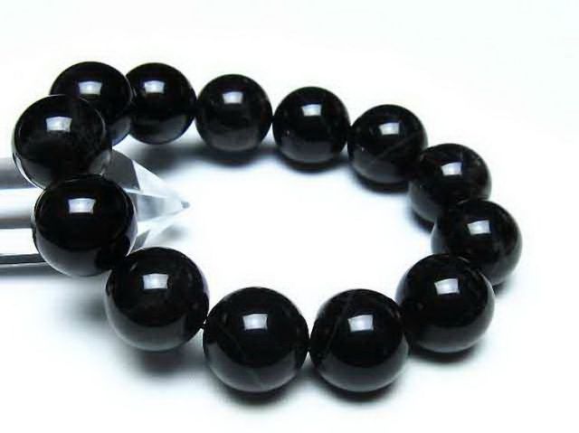 モリオン 純天然 黒水晶 ブレスレット 18mm [t112-8228]