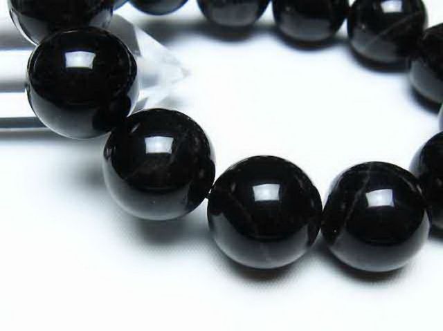 モリオン 純天然 黒水晶 ブレスレット 18mm [t112-8228]