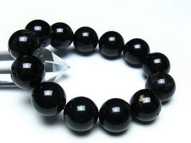 モリオン 純天然 黒水晶 ブレスレット 18mm [t112-8232]