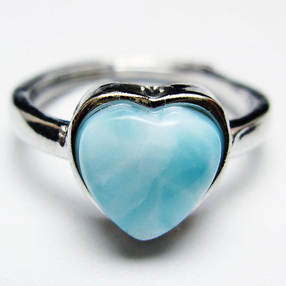 パワーストーン 天然石 ラリマーハート指輪(11号)[T113-13138]