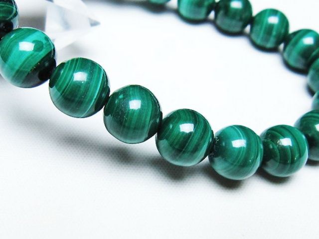 【高品質】【大粒】 マラカイト11.7mm　男女兼用　ブレスレット マラカイト ブレスレット - 念珠ドットコム