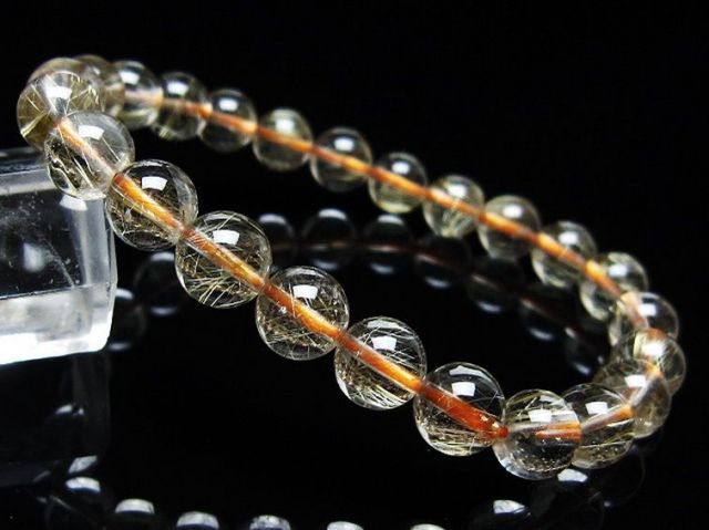ゴールドタイチンルチルブレスレット 8mm [T116-12512]