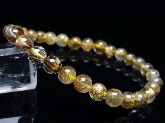 ゴールドタイチンルチルブレスレット 6mm [t116-12806]