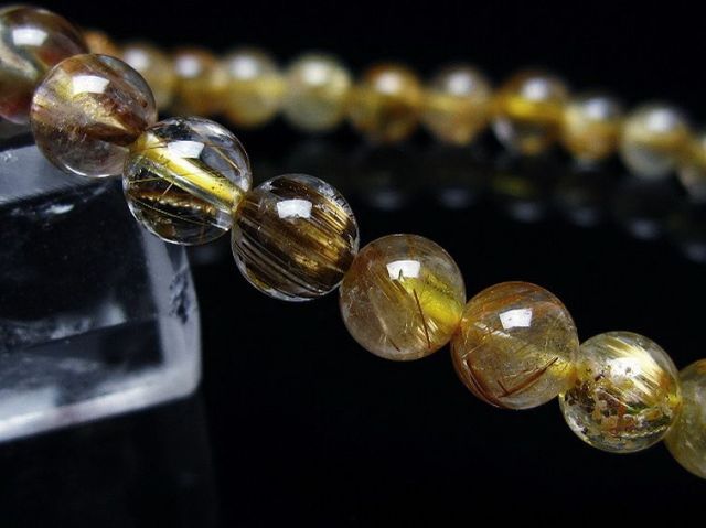 ゴールドタイチンルチルブレスレット 6mm [t116-12806]