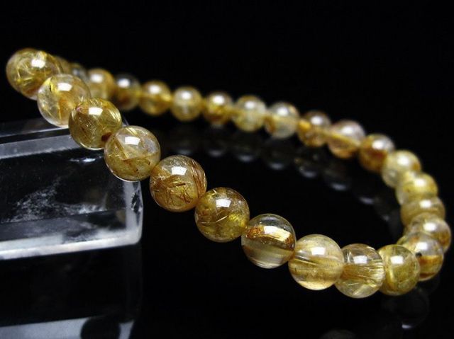 ゴールドタイチンルチルブレスレット 7mm [t116-12816]