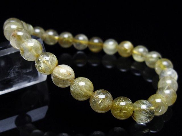 ゴールドタイチンルチルブレスレット 8mm [t116-12837]