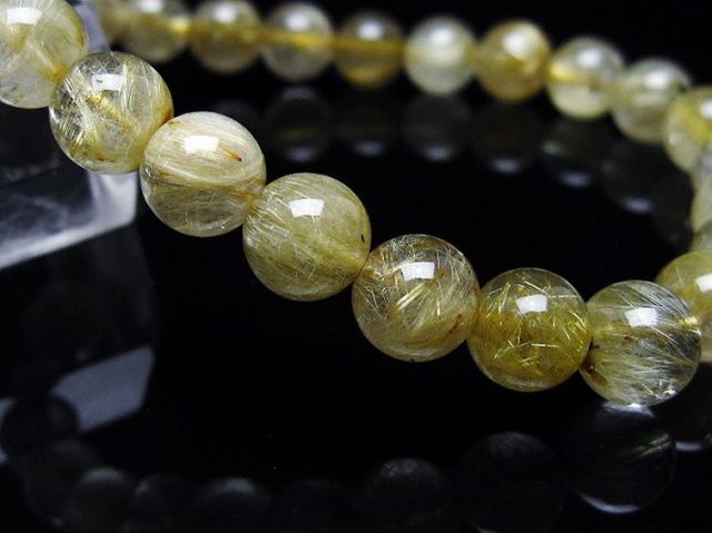 ゴールドタイチンルチルブレスレット 8mm [t116-12837]