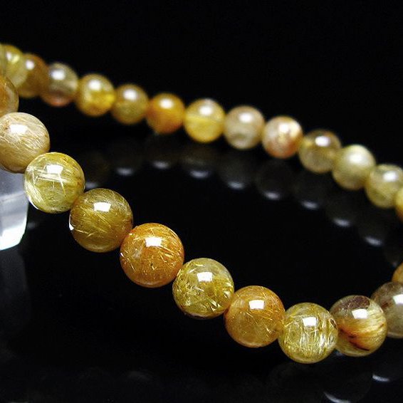 ゴールドタイチンルチルブレスレット 7mm [t116-12884]