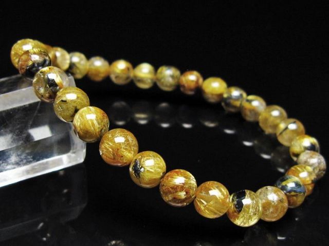 ゴールドタイチンルチルブレスレット 6mm [t116-13092]
