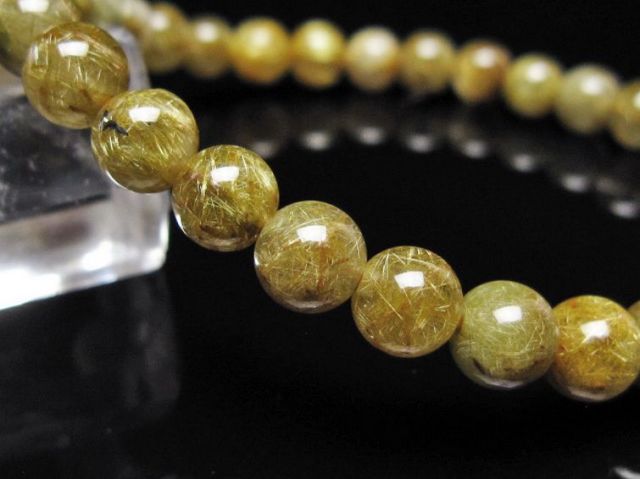 ゴールドタイチンルチルブレスレット 6mm [t116-13163]