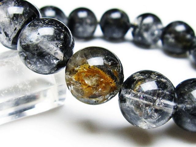 パワーストーン 天然石 ブラックエレスチャルクォーツ 骸骨水晶
