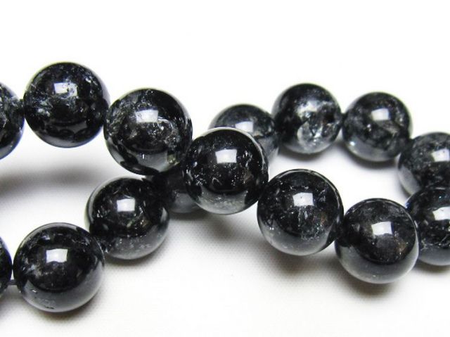 ブラックエレスチャルクォーツ 骸骨水晶 ブレスレット 14mm [t124-5363]