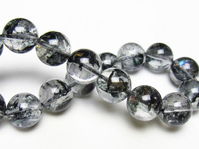 ブラックエレスチャルクォーツ 骸骨水晶 ブレスレット 12mm [t124-5371]