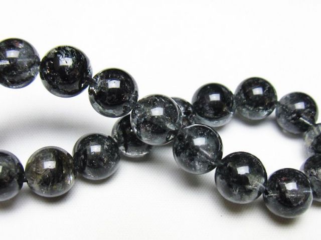 ブラックエレスチャルクォーツ 骸骨水晶 ブレスレット 10mm [t124-5377]