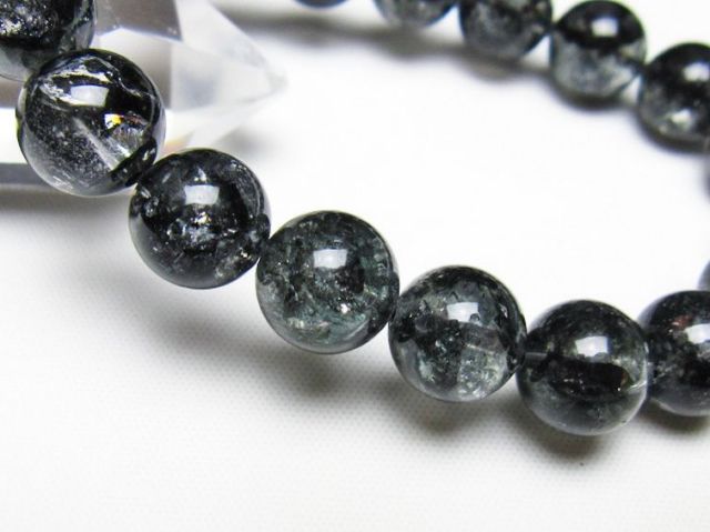 ブラックエレスチャルクォーツ 骸骨水晶 ブレスレット 10mm [t124-5377]