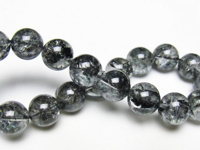 ブラックエレスチャルクォーツ 骸骨水晶 ブレスレット 11mm [t124-5390]
