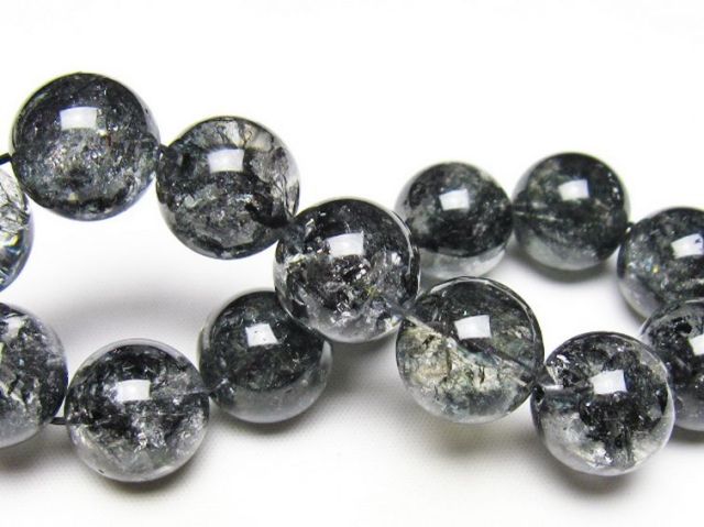 ブラックエレスチャルクォーツ 骸骨水晶 ブレスレット 16mm [t124-5403]