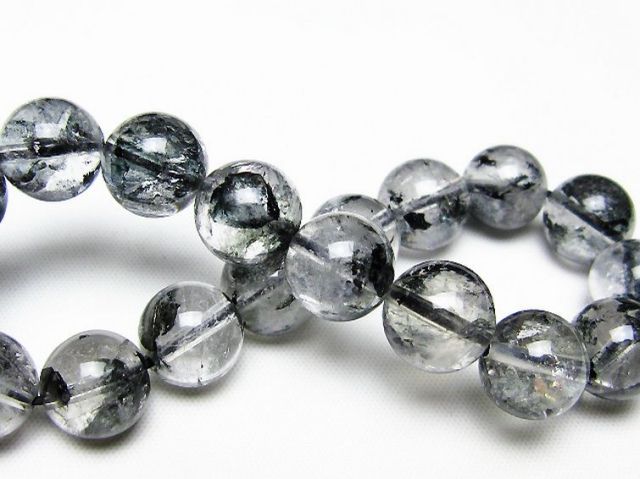 ブラックエレスチャルクォーツ 骸骨水晶 ブレスレット 12mm [t124-5593]