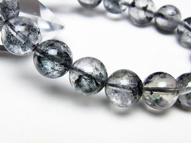 ブラックエレスチャルクォーツ 骸骨水晶 ブレスレット 12mm [t124-5593]