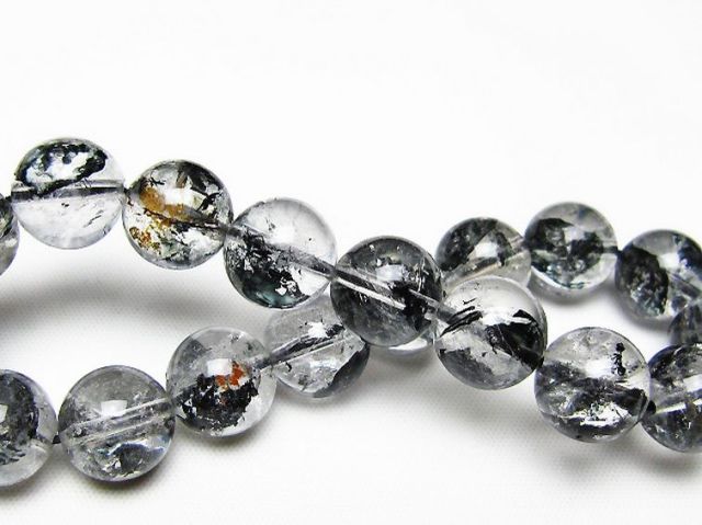 ブラックエレスチャルクォーツ 骸骨水晶 ブレスレット 12mm [t124-5609]
