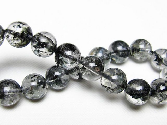 ブラックエレスチャルクォーツ 骸骨水晶 ブレスレット 10mm [t124-5661]