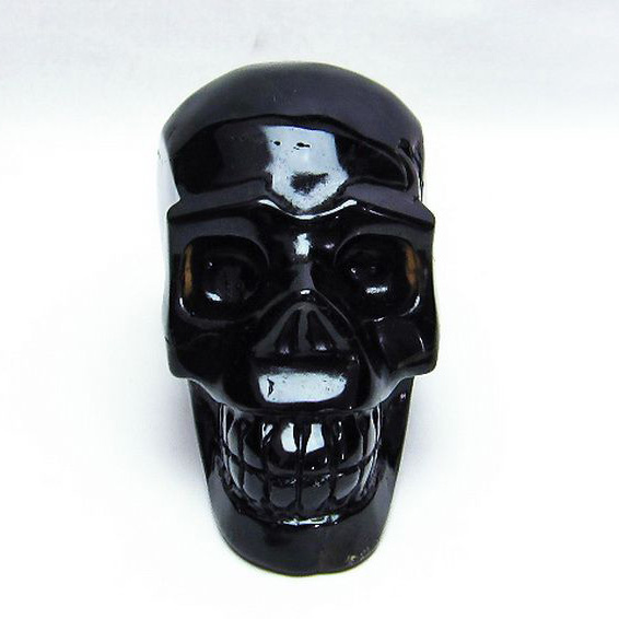 モリオン 純天然 黒水晶 ドクロ 置物[T130-2013]