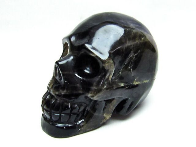 モリオン 純天然 黒水晶 ドクロ 置物[T130-2023]