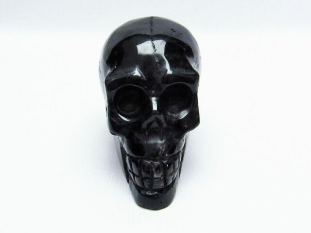 モリオン 純天然 黒水晶 ドクロ 置物[T130-2030]