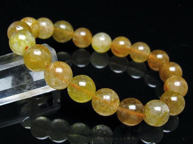 金針ルチル水晶ブレスレット 11mm [t132-15735]