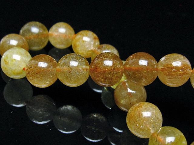 金針ルチル水晶ブレスレット 11mm [t132-15735]