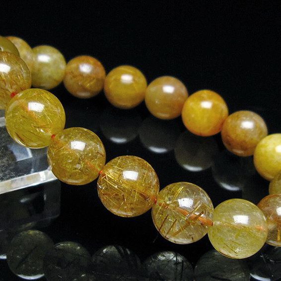 金針ルチル水晶ブレスレット 12mm [t132-15743]