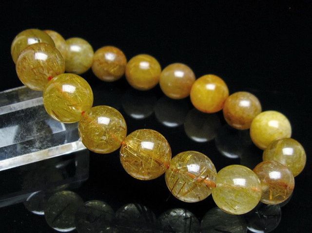 金針ルチル水晶ブレスレット 12mm [t132-15743]