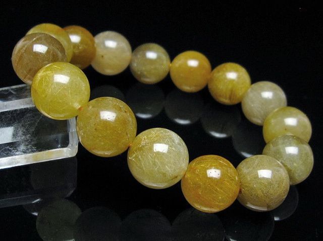 金針ルチル水晶ブレスレット 14mm [t132-15758]