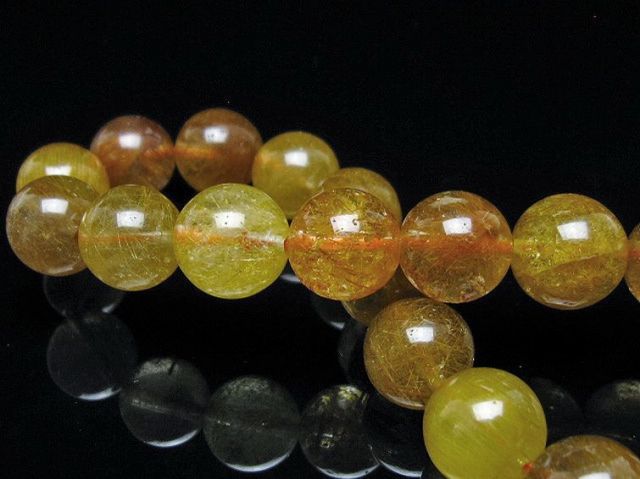 金針ルチル水晶ブレスレット 11mm [t132-15795]