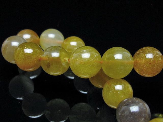 金針ルチル水晶ブレスレット 11mm [t132-15800]