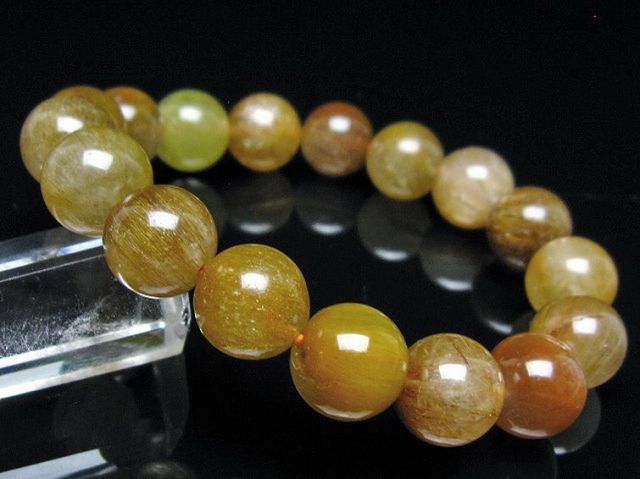 金針ルチル水晶ブレスレット 12mm [t132-15839]