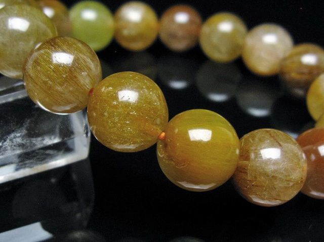 金針ルチル水晶ブレスレット 12mm [t132-15839]