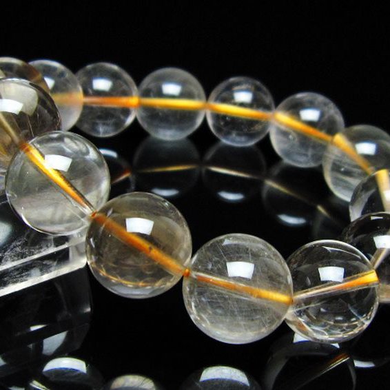 金針ルチル水晶ブレスレット 15mm [t132-15944]