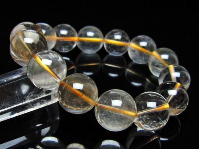 金針ルチル水晶ブレスレット 15mm [t132-15944]
