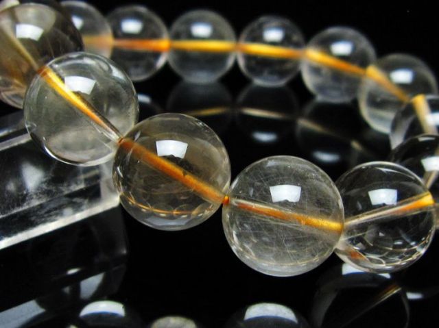 金針ルチル水晶ブレスレット 15mm [t132-15944]