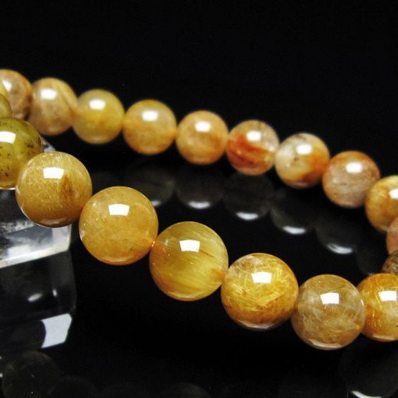 金針ルチル水晶ブレスレット 10mm [t132-15965]