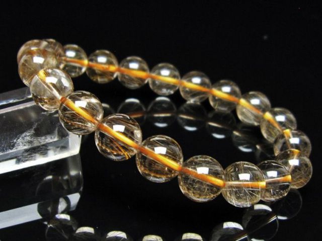 金針ルチル水晶ブレスレット 10mm [t132-16012]